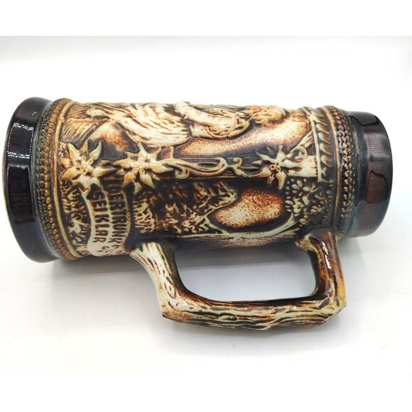 German Beer Stein Vintage Gerzit Embossed Tavern Scene Widertrunk Sei Klar - Picture 10 of 16